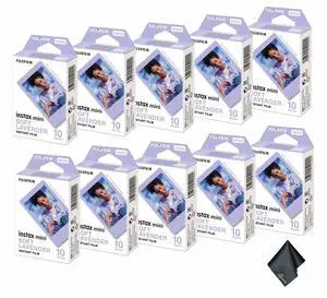 INSTAX MINI Soft Lavender Film 100 Exposures Bundle | For Instant Photos, Scrapbooks & Sharing | Includes Cleaning Cloth INSTAX MINI Soft Lavender Film 100 Exposures Bundle | For Instant Photos, Scrapbooks & Sharing | Includes Cleaning Cloth
