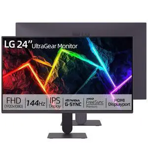 24" Ultragear FHD Gaming Monitor, IPS Display, 144Hz Refresh Rate, 1ms MBR, HDR10, sRGB 99% Color Gamut, NVIDIA G-SYNC Compatible, AMD FreeSync, HDMI, DisplayPort, Vase Mountable, Tilt, Black 24" Ultragear FHD Gaming Monitor, IPS Display, 144Hz Refresh Rate, 1ms MBR, HDR10, sRGB 99% Color Gamut, NVIDIA G-SYNC Compatible, AMD FreeSync, HDMI, DisplayPort, Vase Mountable, Tilt, Black