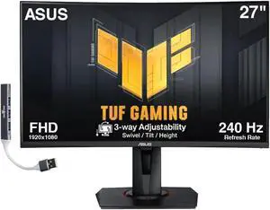 TUF 27" 240Hz FHD Curved Gaming Monitor with Adj Tilt/Swivel/Height | 1ms Response Time, Flicker-Free, Adaptive-sync, AMD FreeSync Premium, VESA Mount, HDMI, Displayport, Dockztorm USB Port Exp TUF 27" 240Hz FHD Curved Gaming Monitor with Adj Tilt/Swivel/Height | 1ms Response Time, Flicker-Free, Adaptive-sync, AMD FreeSync Premium, VESA Mount, HDMI, Displayport, Dockztorm USB Port Exp