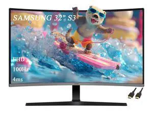 32" S3 Series FHD 1800R Curved Monitor, Game Mode, 100Hz, Multiple Connectivity, Eye Saver Mode, Built-in Speakers, Black, with HDMI Cable 32" S3 Series FHD 1800R Curved Monitor, Game Mode, 100Hz, Multiple Connectivity, Eye Saver Mode, Built-in Speakers, Black, with HDMI Cable
