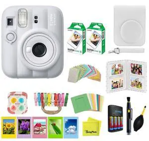 instax Mini 13 Instant Film Camera Bundle (Clay White Bundle) | Carrying Case, 20 Film Sheets, 4 x AA Battery Pack, Stickers, Photo Frames, Photo Album, Lens Filters, Cleaning Cloth + More instax Mini 13 Instant Film Camera Bundle (Clay White Bundle) | Carrying Case, 20 Film Sheets, 4 x AA Battery Pack, Stickers, Photo Frames, Photo Album, Lens Filters, Cleaning Cloth + More