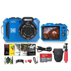 PIXPRO WPZ2 Rugged Waterproof Shockproof Dustproof WiFi Digital Vlogging Camera 16MP (Blue) Bundle with 64GB Memory Card + Vlogger Tripod + Bag + Cleaning Kit + More Accessories PIXPRO WPZ2 Rugged Waterproof Shockproof Dustproof WiFi Digital Vlogging Camera 16MP (Blue) Bundle with 64GB Memory Card + Vlogger Tripod + Bag + Cleaning Kit + More Accessories