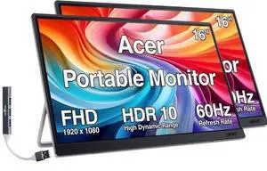16" Portable USB-C IPS Monitor w/ HDR10, Built-in Speakers (2-Pack) | Mini HDMI, 6ms Response Time, Anti-Glare, 220 nits Brightness, & Dockztorm USB Port Expander, Black/Silver Color 16" Portable USB-C IPS Monitor w/ HDR10, Built-in Speakers (2-Pack) | Mini HDMI, 6ms Response Time, Anti-Glare, 220 nits Brightness, & Dockztorm USB Port Expander, Black/Silver Color