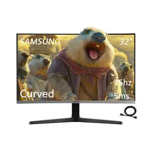 32" 1500R FHD(1,920 x 1,080) Curved Monitor, 75Hz, 4ms, Ultra-Slim, AMD FreeSync, 3 Sided Bezel Less Display, HDMI, Black, with HDMI Cable 32" 1500R FHD(1,920 x 1,080) Curved Monitor, 75Hz, 4ms, Ultra-Slim, AMD FreeSync, 3 Sided Bezel Less Display, HDMI, Black, with HDMI Cable