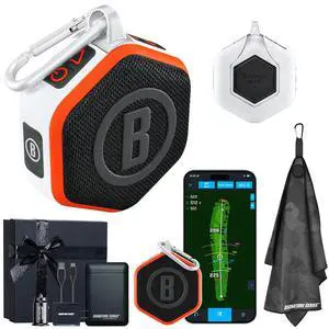 Bushnell Golf Wingman Mini GPS Speaker (Orange/White) | Magnetic Mount, Music & Audible Distances for 38,000+ Courses, Carabiner Clip, Waterproof, 36-Hole Battery, with Signature Series Gift Bundle Bushnell Golf Wingman Mini GPS Speaker (Orange/White) | Magnetic Mount, Music & Audible Distances for 38,000+ Courses, Carabiner Clip, Waterproof, 36-Hole Battery, with Signature Series Gift Bundle
