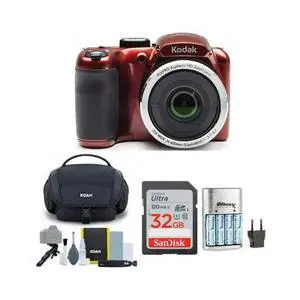 PIXPRO AZ255 Astro Zoom 16MP Digital Camera (Red) Bundle | 32GB UHS-I SDXC Memory Card, Rapid AA AAA Battery Charger with 4 AA 2700 Mah Rechargeable, (4 items) PIXPRO AZ255 Astro Zoom 16MP Digital Camera (Red) Bundle | 32GB UHS-I SDXC Memory Card, Rapid AA AAA Battery Charger with 4 AA 2700 Mah Rechargeable, (4 items)