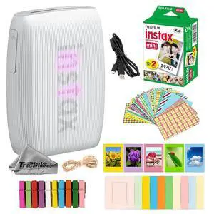 Instax Mini Link 3 Wireless Smartphone Photo Printer (Clay White) w/Mini Instant Film (20 Sheets) + Decorative Sticker Frames + Mini Desk Frame & Hang Clips -Bundle Instax Mini Link 3 Wireless Smartphone Photo Printer (Clay White) w/Mini Instant Film (20 Sheets) + Decorative Sticker Frames + Mini Desk Frame & Hang Clips -Bundle