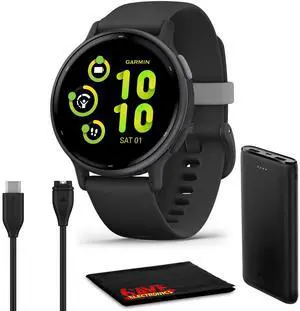 vivoactive 5, Health and Fitness GPS Smartwatch for Men and Women with Slate Aluminum Bezel Black Case and Silicone Band, 1.2 AMOLED Touchscreen Display, 11 Days Battery Life (Bundle) vivoactive 5, Health and Fitness GPS Smartwatch for Men and Women with Slate Aluminum Bezel Black Case and Silicone Band, 1.2 AMOLED Touchscreen Display, 11 Days Battery Life (Bundle)