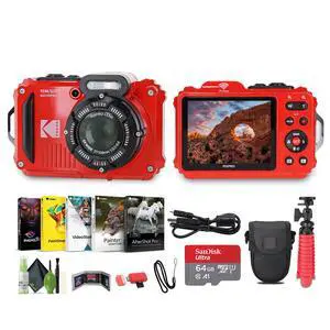 PIXPRO WPZ2 Rugged Waterproof Shockproof Dustproof WiFi Digital Vlogging Camera 16MP (Red) Bundle with 64GB Memory Card + Vlogger Tripod + Bag + Cleaning Kit + More Accessories PIXPRO WPZ2 Rugged Waterproof Shockproof Dustproof WiFi Digital Vlogging Camera 16MP (Red) Bundle with 64GB Memory Card + Vlogger Tripod + Bag + Cleaning Kit + More Accessories