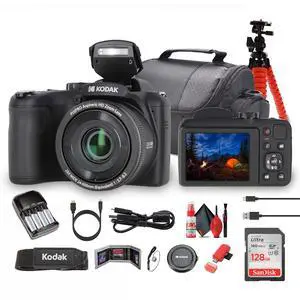 Pixpro AZ255 Digital Camera in Black (AZ255BK) Bundle Including: 128 GB Memory Card, Rechargeable Batteries, Case, Flexible Tripod, Neck Strap, Lens Caps, Full Cleaning Kit, More Accessories Pixpro AZ255 Digital Camera in Black (AZ255BK) Bundle Including: 128 GB Memory Card, Rechargeable Batteries, Case, Flexible Tripod, Neck Strap, Lens Caps, Full Cleaning Kit, More Accessories