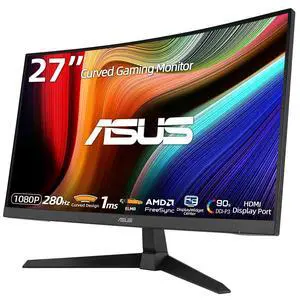 TUF Gaming 27" Curved Monitor, FHD 1080P Fast VA Display, 280Hz, 1ms GTG, Built-in Speakers, Dual HDMI DisplayPort, Tilt Adjustable, for Professional Gamers Immersive Desktop Setup TUF Gaming 27" Curved Monitor, FHD 1080P Fast VA Display, 280Hz, 1ms GTG, Built-in Speakers, Dual HDMI DisplayPort, Tilt Adjustable, for Professional Gamers Immersive Desktop Setup