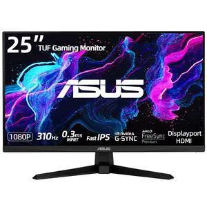 24.5" FHD Gaming Monitor, Fast IPS Display, 310Hz, 0.3ms, G-SYNC Compatible, FreeSync Premium, ELMB Sync, 99% sRGB, AI-Powered Gaming Enhancements, Bult-in Speaks, HDMI, DisplayPort 24.5" FHD Gaming Monitor, Fast IPS Display, 310Hz, 0.3ms, G-SYNC Compatible, FreeSync Premium, ELMB Sync, 99% sRGB, AI-Powered Gaming Enhancements, Bult-in Speaks, HDMI, DisplayPort