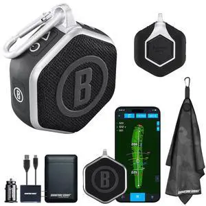 Bushnell Golf Wingman Mini GPS Speaker (Black/Silver) | Magnetic Mount, Music & Audible Distances for 38,000+ Courses, Carabiner Clip, Waterproof, 36-Hole Battery, with Signature Series Power Bundle Bushnell Golf Wingman Mini GPS Speaker (Black/Silver) | Magnetic Mount, Music & Audible Distances for 38,000+ Courses, Carabiner Clip, Waterproof, 36-Hole Battery, with Signature Series Power Bundle