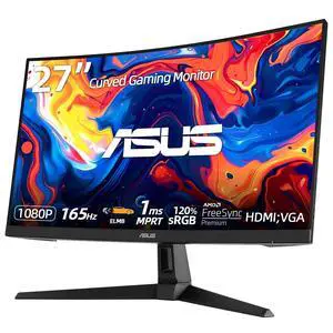 TUF Gaming 27" FHD Curved Gaming Monitor, 165Hz, 1ms MPRT, 1500R Curvature, Extreme Low Motion Blur Adaptive Sync, FreeSync Premium, Built in Speakers, HDMI, VGA, Ajustable Stand (Tilt &Swivel) TUF Gaming 27" FHD Curved Gaming Monitor, 165Hz, 1ms MPRT, 1500R Curvature, Extreme Low Motion Blur Adaptive Sync, FreeSync Premium, Built in Speakers, HDMI, VGA, Ajustable Stand (Tilt &Swivel)