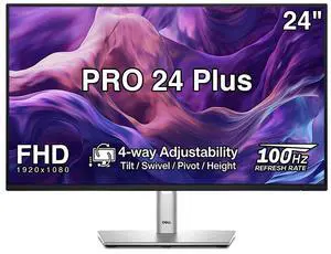 PRO 24 Plus 24" FHD IPS Monitor | 4-Way Adjustability Tilt/Swivel/Pivot/Height, Anti-Glare, Flicker Free, 250 nits, VESA Mount, Displayport, HDMI, Black/Silver PRO 24 Plus 24" FHD IPS Monitor | 4-Way Adjustability Tilt/Swivel/Pivot/Height, Anti-Glare, Flicker Free, 250 nits, VESA Mount, Displayport, HDMI, Black/Silver