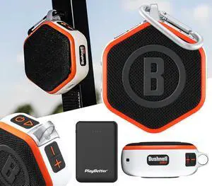 Bushnell Wingman Mini (Orange/White) Golf GPS Speaker Bundle | Ultra Portable, Bluetooth, Audible Distances, Magnetic Cart Mount, 10Hr Batt | Includes 5000mAh Portable Charger & Carabiner Bushnell Wingman Mini (Orange/White) Golf GPS Speaker Bundle | Ultra Portable, Bluetooth, Audible Distances, Magnetic Cart Mount, 10Hr Batt | Includes 5000mAh Portable Charger & Carabiner