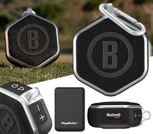 Bushnell Wingman Mini (Silver/Black) Golf GPS Speaker Bundle | Ultra Portable, Bluetooth, Audible Distances, Magnetic Cart Mount, 10Hr Batt | Includes 5000mAh Portable Charger & Carabiner Bushnell Wingman Mini (Silver/Black) Golf GPS Speaker Bundle | Ultra Portable, Bluetooth, Audible Distances, Magnetic Cart Mount, 10Hr Batt | Includes 5000mAh Portable Charger & Carabiner