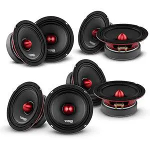 PRO-X6.4BM Loudspeaker - 6.5", Midrange, Red Aluminum Bullet, 500W Max, 250W RMS, 4 Ohms - Premium Quality Audio Door Speakers for Car or Truck Stereo Sound System (8 Speakers) PRO-X6.4BM Loudspeaker - 6.5", Midrange, Red Aluminum Bullet, 500W Max, 250W RMS, 4 Ohms - Premium Quality Audio Door Speakers for Car or Truck Stereo Sound System (8 Speakers)