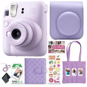 INSTAX Mini 12 Instant Camera (Purple) Bundle | For Parties, Events & Instant Photos | Includes Camera Case, Cleaning Cloth INSTAX Mini 12 Instant Camera (Purple) Bundle | For Parties, Events & Instant Photos | Includes Camera Case, Cleaning Cloth