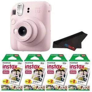 Instax Mini 12 Camera with Instant Mini Film and PixiBytes Microfiber Cleaning Cloth... (Blossom Pink, Camera + 4 Twin Pack) Instax Mini 12 Camera with Instant Mini Film and PixiBytes Microfiber Cleaning Cloth... (Blossom Pink, Camera + 4 Twin Pack)