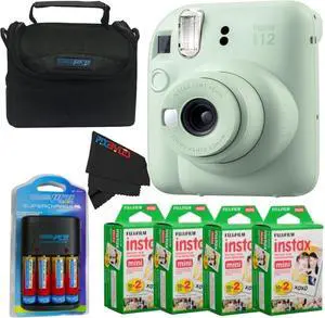 Instax Mini 12 Camera with Instant Mini Film and PixiBytes Microfiber Cleaning Cloth... (Mint Green, Camera + 4 Twin Pack/CC1) Instax Mini 12 Camera with Instant Mini Film and PixiBytes Microfiber Cleaning Cloth... (Mint Green, Camera + 4 Twin Pack/CC1)
