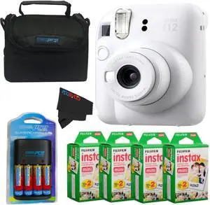 Instax Mini 12 Camera with Instant Mini Film and PixiBytes Microfiber Cleaning Cloth... (Clay White, Camera + 4 Twin Pack/CC1) Instax Mini 12 Camera with Instant Mini Film and PixiBytes Microfiber Cleaning Cloth... (Clay White, Camera + 4 Twin Pack/CC1)