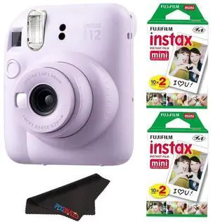 Instax Mini 12 Camera with Instant Mini Film and PixiBytes Microfiber Cleaning Cloth... (Lilac Purple, Camera + 2 Twin Pack) Instax Mini 12 Camera with Instant Mini Film and PixiBytes Microfiber Cleaning Cloth... (Lilac Purple, Camera + 2 Twin Pack)