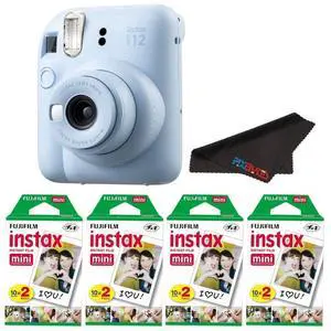 Instax Mini 12 Camera with Instant Mini Film and PixiBytes Microfiber Cleaning Cloth... (Pastel Blue, Camera + 4 Twin Pack) Instax Mini 12 Camera with Instant Mini Film and PixiBytes Microfiber Cleaning Cloth... (Pastel Blue, Camera + 4 Twin Pack)