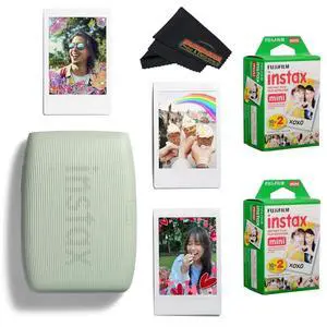 INSTAX Mini Link 3 Smartphone Printer with INSTAX Mini Instant Film and Sunshine Microfiber Cleaning Cloth... (2 Twin Pack (40 Sheets), Sage Green) INSTAX Mini Link 3 Smartphone Printer with INSTAX Mini Instant Film and Sunshine Microfiber Cleaning Cloth... (2 Twin Pack (40 Sheets), Sage Green)