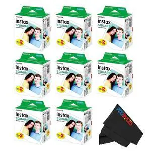 Instax Square Instant Film with USB and PixiBytes Microfiber Cleaning Cloth... (8 x Twin Packs) Instax Square Instant Film with USB and PixiBytes Microfiber Cleaning Cloth... (8 x Twin Packs)
