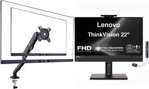 ThinkVision 22" FHD IPS Conferencing Monitor with 4ms Response Time | Anti-Glare, VESA Mount (100 x 100mm), Adjustable Height, Tilt, Swivel, Pivot, HDMI w/DKZ Hub & ErgoFlexy Single Mount Arm ThinkVision 22" FHD IPS Conferencing Monitor with 4ms Response Time | Anti-Glare, VESA Mount (100 x 100mm), Adjustable Height, Tilt, Swivel, Pivot, HDMI w/DKZ Hub & ErgoFlexy Single Mount Arm