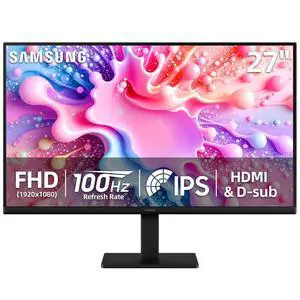 27 inch IPS FHD (1920 x 1080) Monitor, S3 Series, 100Hz Refresh Rate, AMD FreeSync, Flicker-Free, Game Mode, Eye Care, HDMI & VGA, Ergonomic Design, VESA Mountable, Tilt Adjustment, Black 27 inch IPS FHD (1920 x 1080) Monitor, S3 Series, 100Hz Refresh Rate, AMD FreeSync, Flicker-Free, Game Mode, Eye Care, HDMI & VGA, Ergonomic Design, VESA Mountable, Tilt Adjustment, Black