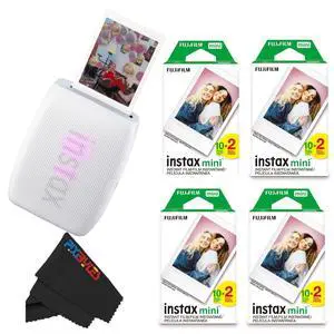 Instax Mini Link 3 Smartphone Printer with Instax Mini Films and Free Bonus Microfiber Cleaning Cloth... (Clay White, 4 x Twin Pack (80 Sheets)) Instax Mini Link 3 Smartphone Printer with Instax Mini Films and Free Bonus Microfiber Cleaning Cloth... (Clay White, 4 x Twin Pack (80 Sheets))