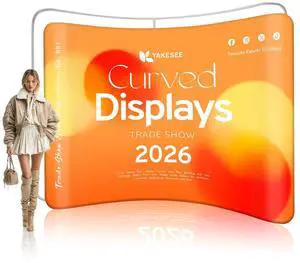 Trade Show Backdrop Tension Banner Curved Tension Fabric Displays | 8x10 FT Custom H-D Printing Tension Fabric Backdrop 260g Heavy-Weight Trade Show Booth Tradeshow Backdrop Trade Show Backdrop Tension Banner Curved Tension Fabric Displays | 8x10 FT Custom H-D Printing Tension Fabric Backdrop 260g Heavy-Weight Trade Show Booth Tradeshow Backdrop