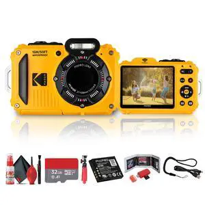 PIXPRO WPZ2 Digital Camera (Yellow) | Waterproof, Shockproof & Dustproof Camera with 16MP Sensor, 1080p Video & 4X Optical Zoom | for Travel & Outdoor use + 32GB Card + Vlogger Tripod + More PIXPRO WPZ2 Digital Camera (Yellow) | Waterproof, Shockproof & Dustproof Camera with 16MP Sensor, 1080p Video & 4X Optical Zoom | for Travel & Outdoor use + 32GB Card + Vlogger Tripod + More