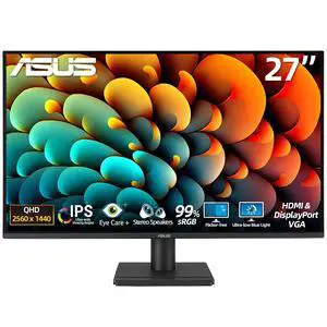 27 inch 1440p Monitor, QHD(2560 x 1440), 75Hz, 1ms MPRT, 99% sRGB, Adaptive-Sync, HDMI, DisplayPort, VGA, Built-in Speakers, Low Blue Light, Eye Care, Flicker-Free, VESA Mountable 27 inch 1440p Monitor, QHD(2560 x 1440), 75Hz, 1ms MPRT, 99% sRGB, Adaptive-Sync, HDMI, DisplayPort, VGA, Built-in Speakers, Low Blue Light, Eye Care, Flicker-Free, VESA Mountable