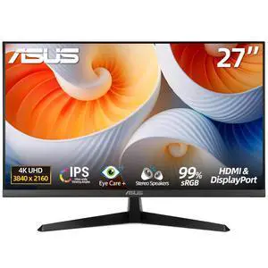27 inch 4K Monitor, UHD(3840 x 2160), IPS, 75Hz, HDR10, Adaptive Sync, Eye Care Plus, DisplayPort, HDMI, Built-in Speakers, DisplayWidget Center, Blue Light Filter, Flicker-Free, VESA Mountable 27 inch 4K Monitor, UHD(3840 x 2160), IPS, 75Hz, HDR10, Adaptive Sync, Eye Care Plus, DisplayPort, HDMI, Built-in Speakers, DisplayWidget Center, Blue Light Filter, Flicker-Free, VESA Mountable