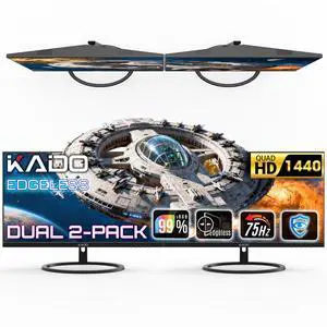 2-Pack 27-inch Flat Screen 2560x1440 QHD IPS Computer Monitor 75Hz | Edgeless Dual Monitor Setup HDMI Office Gaming Hybrid, VESA Wall Mount Arm Mount Built-in Speakers, Panoramic Display 2-Pack 27-inch Flat Screen 2560x1440 QHD IPS Computer Monitor 75Hz | Edgeless Dual Monitor Setup HDMI Office Gaming Hybrid, VESA Wall Mount Arm Mount Built-in Speakers, Panoramic Display