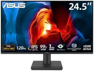 24.5 Inch Gaming Monitor, FHD 1080p IPS Display,120Hz Refresh Rate, Adaptive-Sync, 99% sRGB, 1ms MPRT, Low Blue Light, HDMI&VGA, Wall Mountable, Frameless, Home Office Monitor, Black 24.5 Inch Gaming Monitor, FHD 1080p IPS Display,120Hz Refresh Rate, Adaptive-Sync, 99% sRGB, 1ms MPRT, Low Blue Light, HDMI&VGA, Wall Mountable, Frameless, Home Office Monitor, Black