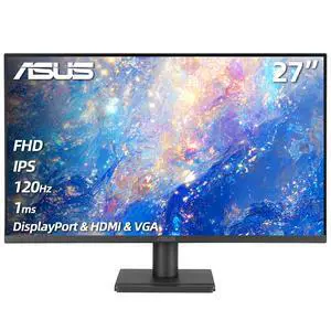 27" FHD Gaming Office Monitor, 120Hz, 1ms, Eye Care Monitor - IPS, 99% sRGB, Adaptive-Sync, DisplayPort & HDMI & VGA, Low Blue Light, Flicker Free, Tilt Adjustment, Wall Mountable, Black 27" FHD Gaming Office Monitor, 120Hz, 1ms, Eye Care Monitor - IPS, 99% sRGB, Adaptive-Sync, DisplayPort & HDMI & VGA, Low Blue Light, Flicker Free, Tilt Adjustment, Wall Mountable, Black