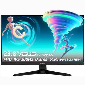 TUF Gaming 24" FHD Monitor, 200Hz, 0.3ms, Fast IPS, 99% sRGB, G-SYNC Compatible, ELMB, Gaming AI, AMD FreeSync, Low Blue Light, DisplayPort & 2 x HDMI, Tilt, VESA, Black TUF Gaming 24" FHD Monitor, 200Hz, 0.3ms, Fast IPS, 99% sRGB, G-SYNC Compatible, ELMB, Gaming AI, AMD FreeSync, Low Blue Light, DisplayPort & 2 x HDMI, Tilt, VESA, Black