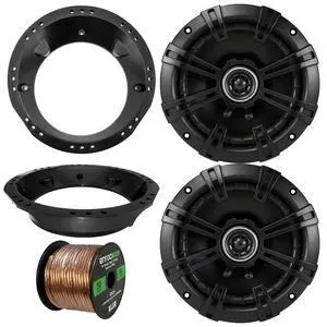 98-13 Harley Speaker Bundle: 2X of Kicker 6.5" Inch 240 Watts 2-Way DS-Series Black Car Stereo Coaxial Speakers + Mounting Rings for Motorcycles + Enrock 50 Ft 16G Speaker Wire 98-13 Harley Speaker Bundle: 2X of Kicker 6.5" Inch 240 Watts 2-Way DS-Series Black Car Stereo Coaxial Speakers + Mounting Rings for Motorcycles + Enrock 50 Ft 16G Speaker Wire