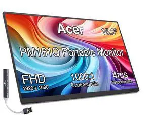 PM161Q 15.6" Portable USB-C IPS Monitor with Tiltable Stand | 4ms Response Time, Anti-Glare, 250 nits Brightness, Built-in Speakers, Mini HDMI & Dockztorm USB Port Expander, Black Color PM161Q 15.6" Portable USB-C IPS Monitor with Tiltable Stand | 4ms Response Time, Anti-Glare, 250 nits Brightness, Built-in Speakers, Mini HDMI & Dockztorm USB Port Expander, Black Color