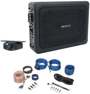 RW68CA 6x8 Slim Under-Seat Powered Car Subwoofer with RWK10 Kit | 400W Peak / 100W RMS, 2.83" High, RCA and High-Level Inputs, Auto Turn-On, Bass Knob, RWK10 10 AWG Wire Kit, 2-Items RW68CA 6x8 Slim Under-Seat Powered Car Subwoofer with RWK10 Kit | 400W Peak / 100W RMS, 2.83" High, RCA and High-Level Inputs, Auto Turn-On, Bass Knob, RWK10 10 AWG Wire Kit, 2-Items