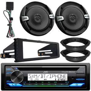 Single DIN Marine Bluetooth CD Player USB AUX Stereo Radio Receiver Bundle Combo with Dash Kit for Select 98-13 Harley Motorcycles, 2x 6.5" 2-Way Coaxial 300W Max Speakers with Mounting Adaptors Single DIN Marine Bluetooth CD Player USB AUX Stereo Radio Receiver Bundle Combo with Dash Kit for Select 98-13 Harley Motorcycles, 2x 6.5" 2-Way Coaxial 300W Max Speakers with Mounting Adaptors