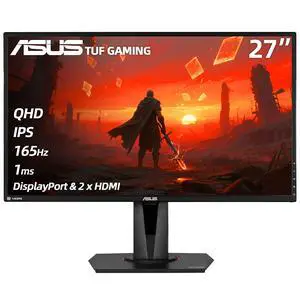 TUF Gaming 27" 2K HDR Monitor - QHD (2560 x 1440), 165Hz, 1ms, Extreme Low Motion Blur, Speaker, G-SYNC Compatible, DisplayPort & 2 x HDMI, Height/Tilt/Pivot/Swivel, VESA, Black TUF Gaming 27" 2K HDR Monitor - QHD (2560 x 1440), 165Hz, 1ms, Extreme Low Motion Blur, Speaker, G-SYNC Compatible, DisplayPort & 2 x HDMI, Height/Tilt/Pivot/Swivel, VESA, Black