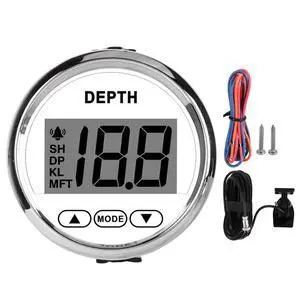 Digital Depth Sounder, 2'' in Dash Depth Finder Transducer with White Backlight, DC 12V Waterproof Marine Depth Gauge 0-100m/0-328FT for Yachts Boats Digital Depth Sounder, 2'' in Dash Depth Finder Transducer with White Backlight, DC 12V Waterproof Marine Depth Gauge 0-100m/0-328FT for Yachts Boats