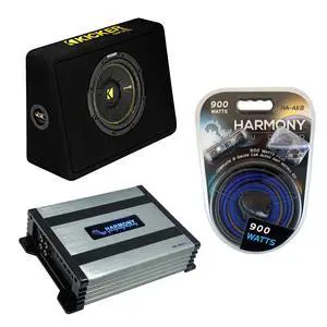Dual 10" Truck Sub Box with Amp and Kit Kicker 44TCWC102 | 10 inch loaded subwoofer enclosure and amplifier combo package, 8 gauge wiring included, deep bass angled pickup cab design Dual 10" Truck Sub Box with Amp and Kit Kicker 44TCWC102 | 10 inch loaded subwoofer enclosure and amplifier combo package, 8 gauge wiring included, deep bass angled pickup cab design