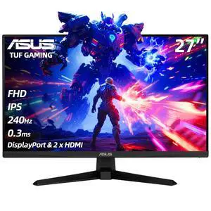 TUF Gaming 27" FHD Monitor, 240Hz, 0.3ms, Fast IPS, G-SYNC Compatible, FreeSync Premium, Extreme Low Motion Blur Sync, 99% sRGB, DisplayPort& 2 x HDMI, Tilt Adjustment, Gaming AI, Black TUF Gaming 27" FHD Monitor, 240Hz, 0.3ms, Fast IPS, G-SYNC Compatible, FreeSync Premium, Extreme Low Motion Blur Sync, 99% sRGB, DisplayPort& 2 x HDMI, Tilt Adjustment, Gaming AI, Black
