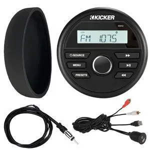 46KMC2 Marine Bluetooth All-Weather AM/FM USB/AUX Gauge Style Media Center Receiver W/Black Cover, Bundle Combo with USB/AUX 3.5MM Interface Adapter, Black Flexible Hideaway 22" Radio Antenna 46KMC2 Marine Bluetooth All-Weather AM/FM USB/AUX Gauge Style Media Center Receiver W/Black Cover, Bundle Combo with USB/AUX 3.5MM Interface Adapter, Black Flexible Hideaway 22" Radio Antenna